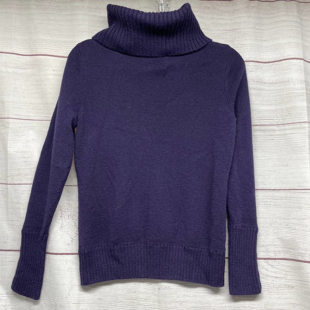 David Brooks Purple Turtle Neck Pullover 100% Italian Merino Wool Sweater Size L - Picture 6 of 6